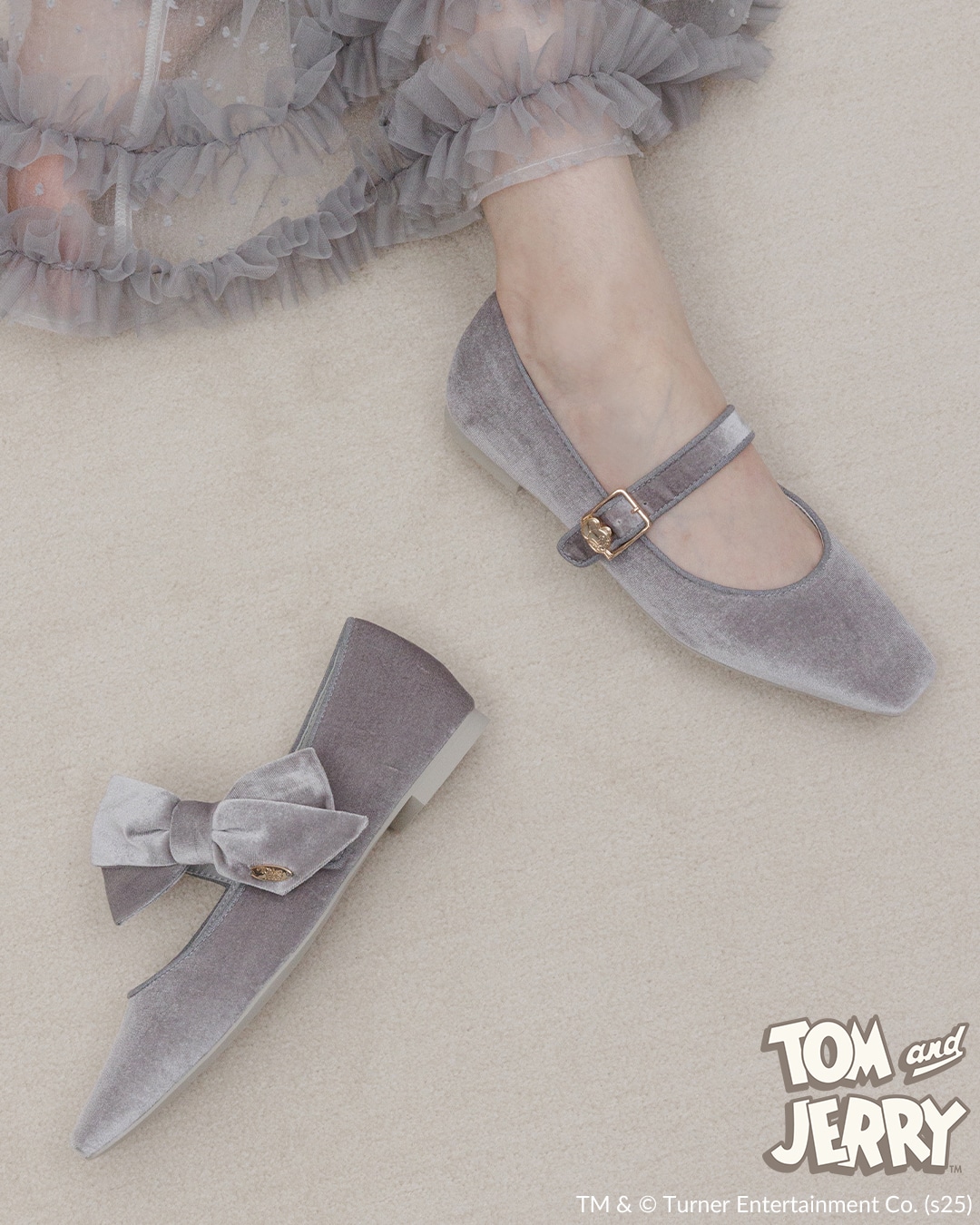 【TOM and JERRY】2WAY メリージェーンリボンフラットパンプス


